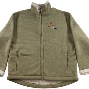 Disneyland Resort Bambi Thumper Fleece Jacket Green Womens Medium Full Zip VTG